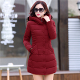 2015冬装新款韩版棉衣女中长款外套大码修身羽绒棉服女式棉袄加厚