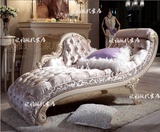 新古典欧式实木雕花美人床榻小户型懒人卧室贵妃躺椅客厅布艺沙发