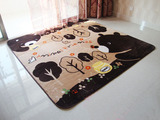 咖啡色 小熊地毯 卡通黑熊 加厚防滑 客厅卧室宝宝游戏法兰绒地毯