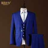 男士西服男上衣修身韩版蓝色商务休闲青年夏季薄款单扣小西装外套