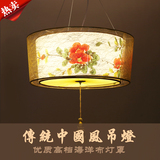 新中式手绘国画羊皮布艺吊灯 酒店餐厅复古工程款式定做厂家直销