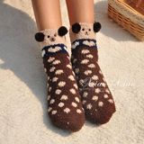 韩国可爱加厚地板袜成人月子袜子珊瑚绒中筒女加绒睡眠袜防滑春夏