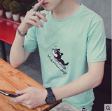 2016韩版新款夏装学生短袖T恤卡通大码宽松半袖上衣男装潮