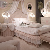 粉色布艺儿童床公主床软包单人床创意女孩床简约时尚现代样板家具
