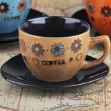 义旺 新款欧式咖啡杯子套装 陶瓷手绘茶具复古咖啡套具牛奶马克杯