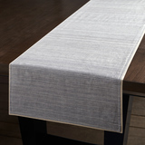 Tao源于美国 色织渐变条纹麻棉桌旗 米灰色棉麻西餐桌旗桌垫