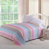 床单单件纯棉全棉单双人宿舍斜纹布温馨彩虹粉色条纹被罩枕套特价
