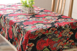 东南亚风格家居饰品 时尚浪漫 波西米亚风 棉麻红色几何桌布