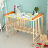 A1X婴儿床 实木欧式松木宝宝床 白色拼接男女童床