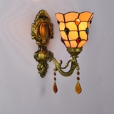 欧式创意复古艺术玻璃蒂凡尼水晶壁灯凤尾珠子客厅餐厅过道走廊灯