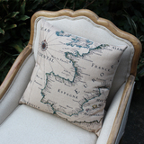 美式乡村风沙发棉麻靠垫套复古航海地图抱枕汽车布艺亚麻坐垫套