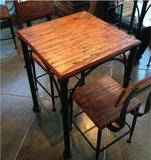 美式做旧整装复古铁艺实木咖啡厅组合餐厅休闲餐桌椅甜品店桌椅