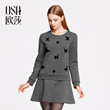 OSA欧莎2015冬季新款女装蝴蝶装饰假两件长袖连衣裙SL549031