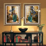 欧喆 欧式客厅装饰画美式挂画沙发背景墙画壁画 花卉有框画三联画