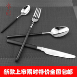 欧式高档西餐具304不锈钢牛排刀叉套装西餐勺电镀黑金牛排刀筷子