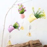 田园清新创意40cm花瓶植物金色铃铛风铃挂饰儿童卧室小挂件装饰品