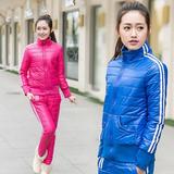 2015冬季新品韩版修身加厚羽绒棉服女休闲运动套装棉衣棉裤两件套