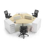 广州办公家具异形办公桌3人位转角桌子带侧柜职员桌椅最新款定做