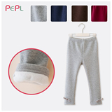 PEPL 2015新款秋冬款儿童韩版女童裤蝴蝶结织带加绒打底裤子