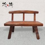 老榆木简约现代双人创意实木椅子凳子咖啡厅会所户外田园文艺家具