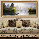 超大巨幅中国桂林山水风景画定制墙壁挂画客厅酒店手绘风景油画