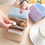 钱包女短款 学生韩版可爱折叠钱夹 三折小清新磨砂迷你卡包零钱包