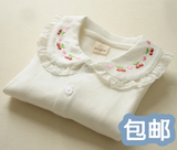 秋款纯棉打底衬衣宝宝娃娃领小童蕾丝开衫儿童白衬衣婴儿宝宝女童