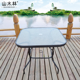 山水林 80cm/1m桌　钢化玻璃桌户外桌餐桌庭院桌椅咖啡桌圆桌