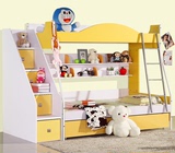 高架儿童床 上下床铺1.2双层床高低床实木母子床 学生子母床黄色