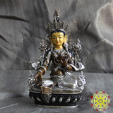 紫铜鎏银绿度母佛像 尼泊尔佛像  藏传佛教佛像精品密宗佛像 7寸