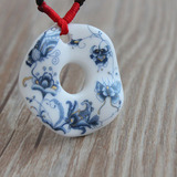 景德镇陶瓷粉彩瓷片古典吊坠创意礼品复古项链工艺品