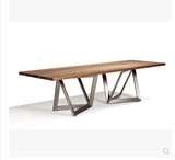 美式乡村北欧咖啡桌 餐厅桌椅 实木复古铁艺餐桌书桌 办公会议桌