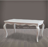 定制简约现代 美式实木餐桌 餐厅白色实木开放漆长方形6人餐桌