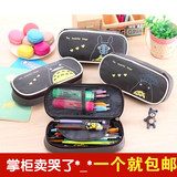 韩国文具盒可爱创意龙猫大容量笔袋笔盒皮质文具盒 pu铅笔盒