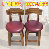 雷氏木业 实木椅子 碳化色木椅 靠背椅 加垫木头椅 家用木质餐椅