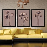 欧式复古花卉油画装饰画沙发背景墙有框壁画美式餐厅花卉三联拼画
