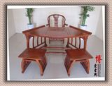 中式实木榆木家具明清仿古餐桌茶台功夫茶桌电磁炉扇形茶桌椅组合