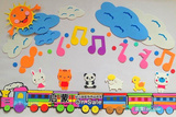 幼儿园教室墙面环境布置材料用品EVA*泡沫卡通动物快乐火车组合图
