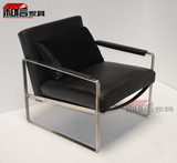 客厅创意金属电脑椅家用后现代时尚不锈钢休闲椅子简约单人沙发椅