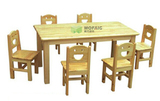 幼儿园桌椅儿童原木六人桌 幼儿学习桌椅 樟子松桌子 长方桌