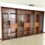 简约现代实木书柜玻璃门自由组合书柜书架中式书厨带门书柜文件柜