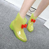 新款韩版儿童雨鞋蝴蝶结果冻雨鞋防滑水鞋女童雨靴中大童短筒套鞋