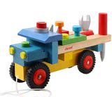 儿童新款7岁3岁益智积木螺母组合汽车橡胶木工程车拆装模型玩具