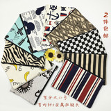 原创自制韩国文艺复古波普几何印花帆布手包手拿包化妆包收纳小包
