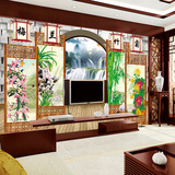 新中式大型影视墙壁纸 梅兰竹菊电视背景墙纸 书房壁画琴棋书画