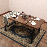 复古实木餐桌餐厅原木桌现代简约长方形书桌做旧办公桌仿古饭桌