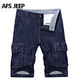 Afs Jeep/战地吉普夏天牛仔短裤五分裤宽松大码5分裤子薄沙滩短裤