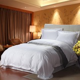 高级宾馆旅社酒店床上用品四件套贡缎全棉被套床单纯棉白色舒适