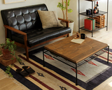 美式实木茶几简约创意客厅家具仿古茶桌椅组合小户型铁艺沙发边桌