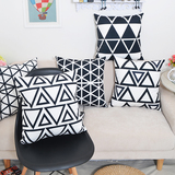 黑白几何图案沙发绒面抱枕头靠垫简约现代创意汽车办公室含芯包邮